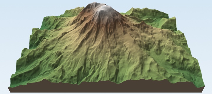 3D terrain map: Mount Rainier as a 3D model
