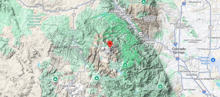 Viewshed: what is visible from Pikes Peak